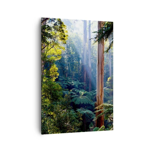 Quadro su tela - Stampe su Tela - Foresta tropicale illuminata dai raggi del sole - 70x100cm - La favola del bosco - Decorazione murale moderna per soggiorno e camera da letto ARTTOR