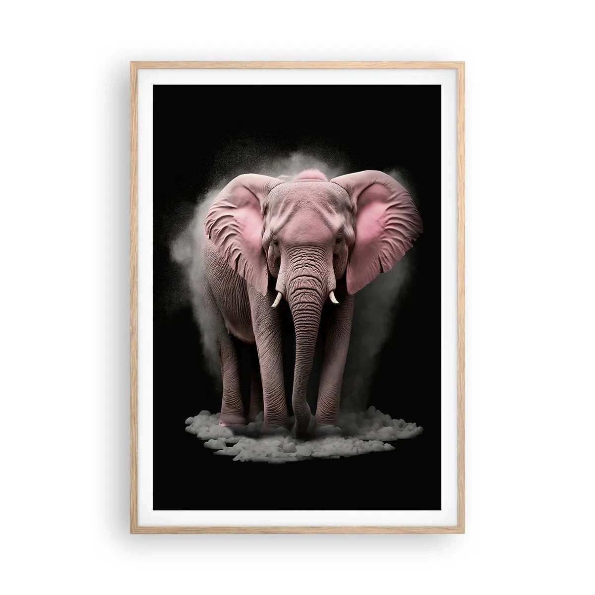 Poster in cornice rovere chiaro - Non pensare all'elefante rosa! - 70x100 cm