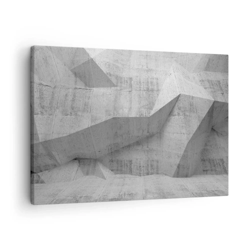 Quadro su tela - Stampe su Tela - Forme geometriche in cemento grigio - 70x50cm - Una vera sfida - Decorazione murale moderna per soggiorno e camera da letto ARTTOR