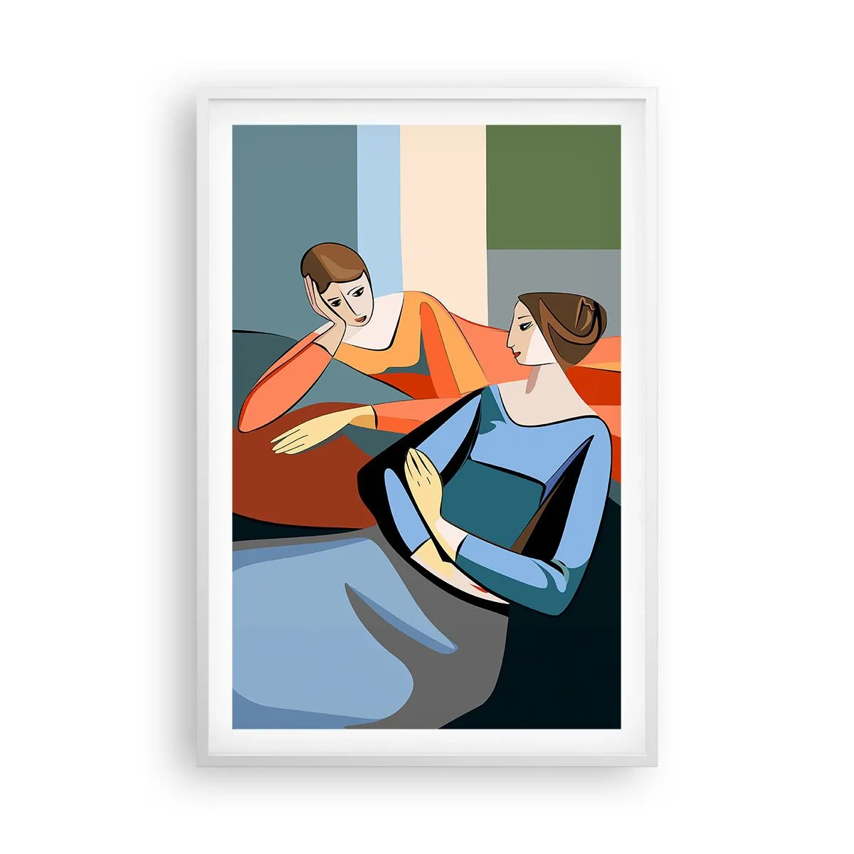 Poster in cornice bianca - Il momento delle confidenze - 61x91 cm