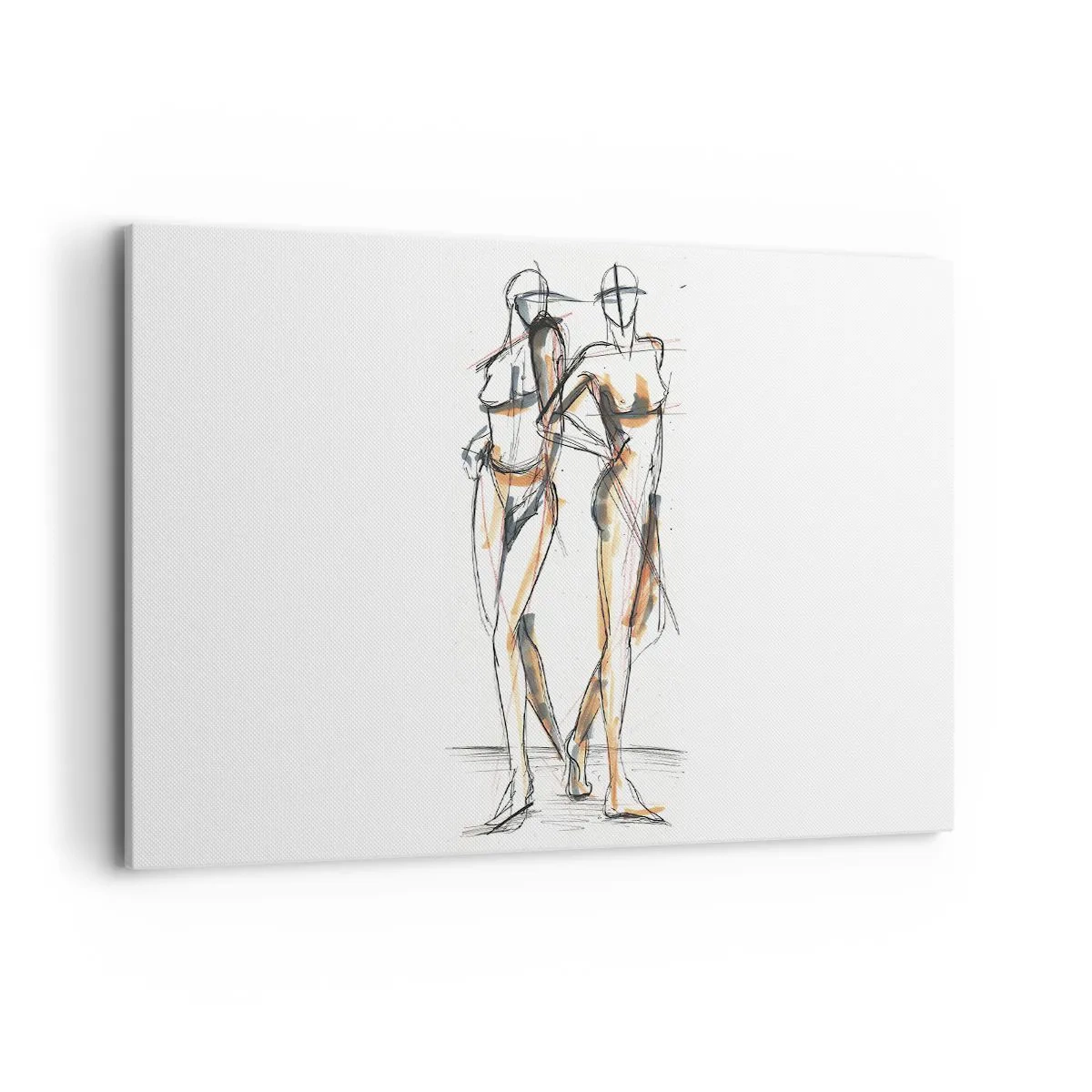 Quadro su tela - Stampe su Tela - Schizzo artistico di due sagome su sfondo bianco - 120x80cm - Studio di armonia - Decorazione murale moderna per soggiorno e camera da letto ARTTOR