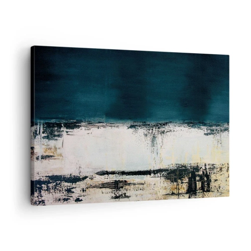 Quadro su tela - Stampe su Tela - Composizione orizzontale astratta nei toni del blu navy e del bianco - 70x50cm - Composizione orizzontale - Decorazione murale moderna per soggiorno e camera da letto ARTTOR