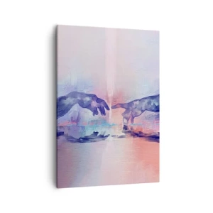 Quadro su tela - Stampe su Tela - Mani simboliche in colori astratti, che rimandano al tema della creazione - 50x70cm - La scintilla divina della vita - Decorazione murale moderna per soggiorno e camera da letto ARTTOR