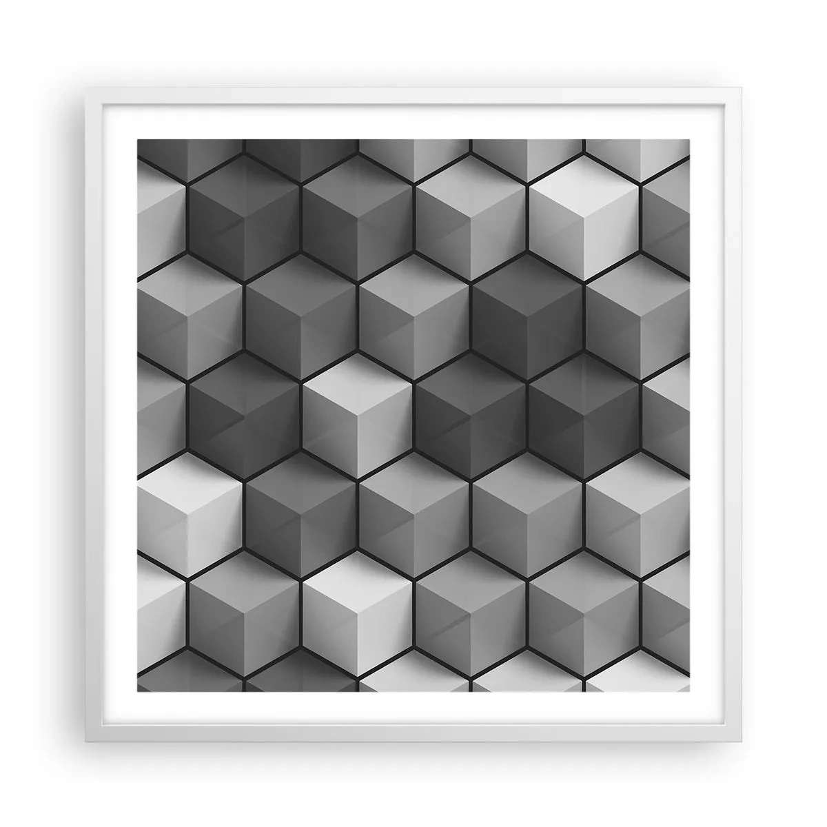 Poster in cornice bianca - Puzzle cubista - 60x60 cm