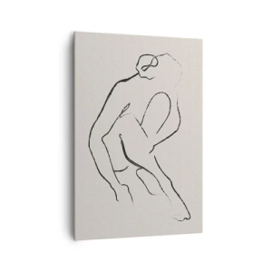 Quadro su tela - Stampe su Tela - Una silhouette minimalista in nero su uno sfondo chiaro - 70x100cm - Schizzo intimo - Decorazione murale moderna per soggiorno e camera da letto ARTTOR