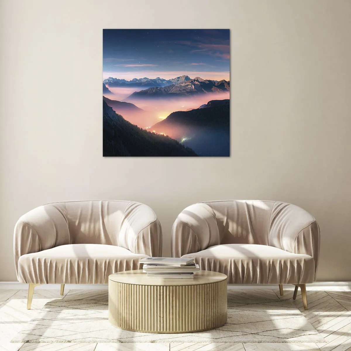 Quadro su vetro - La luce nelle valli - 60x60 cm