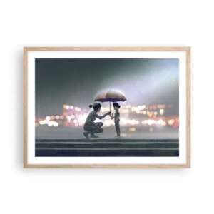 Poster in cornice rovere chiaro - E già tutto va bene - 70x50 cm