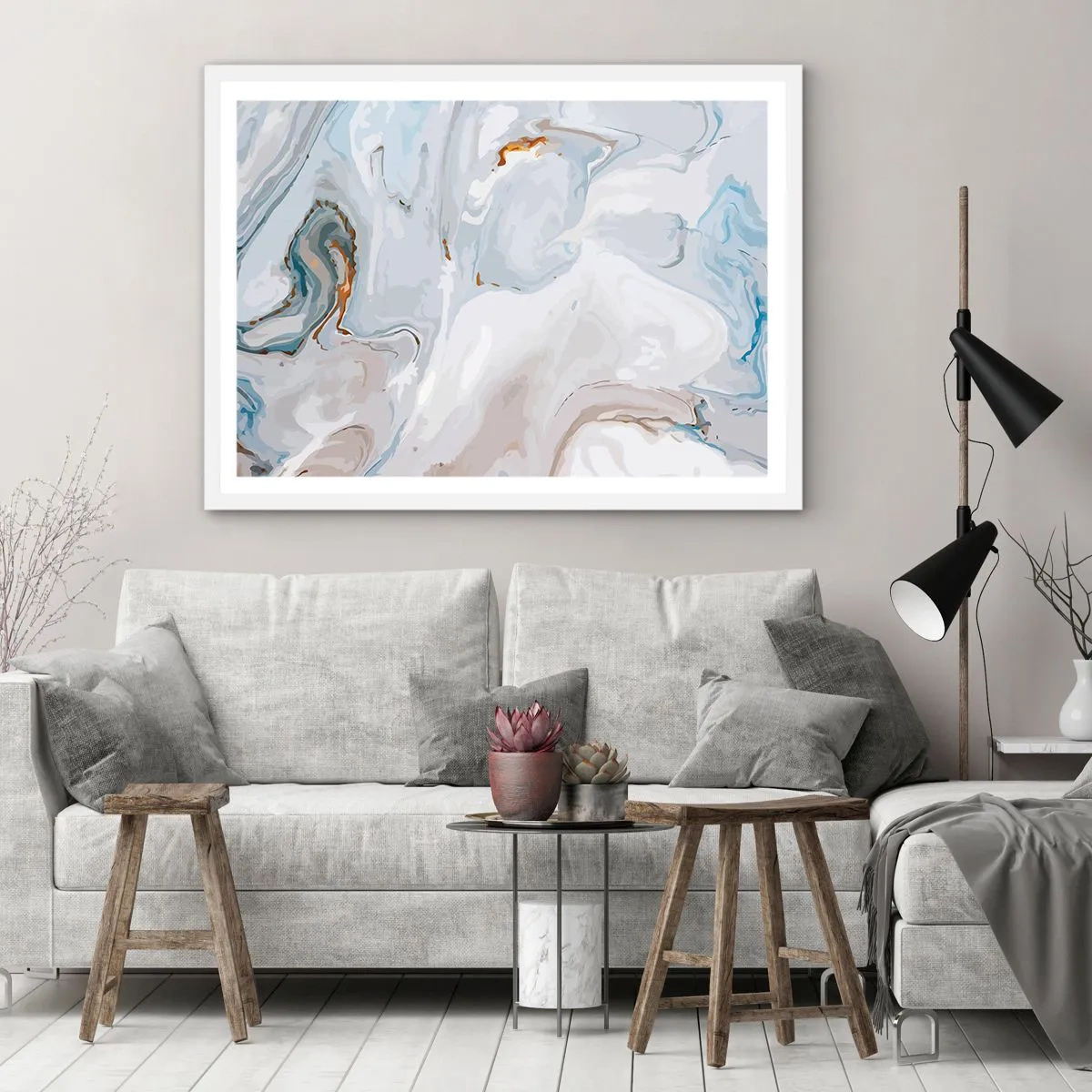 Poster in cornice bianca - Bianchi sovrapposti - 70x50 cm