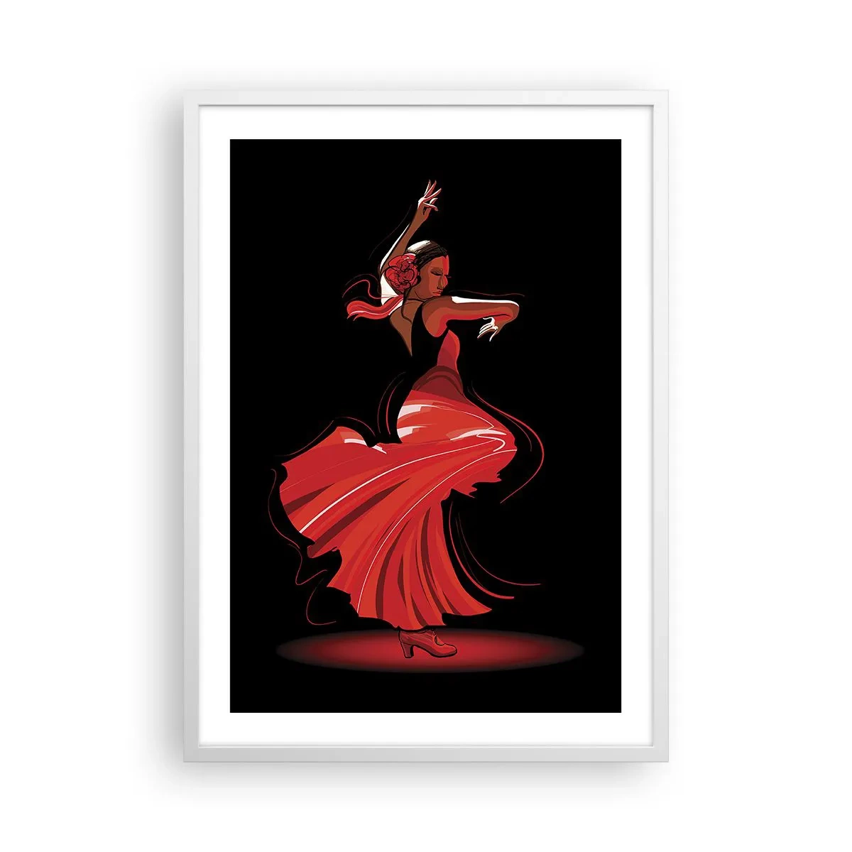 Poster in cornice bianca - Lo spirito focoso del flamenco - 50x70 cm