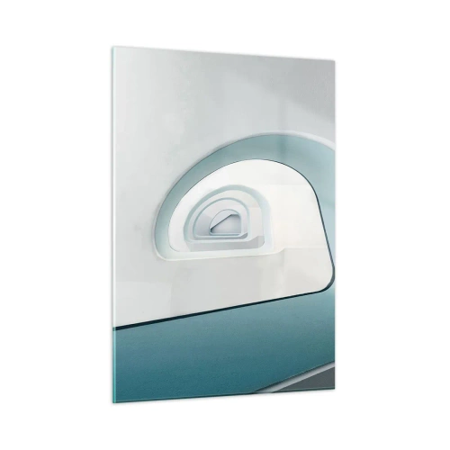 Quadro su vetro - Una scala moderna in una prospettiva astratta - 50x70cm - Blu fino in fondo - Decorazione murale moderna per soggiorno e camera da letto ARTTOR