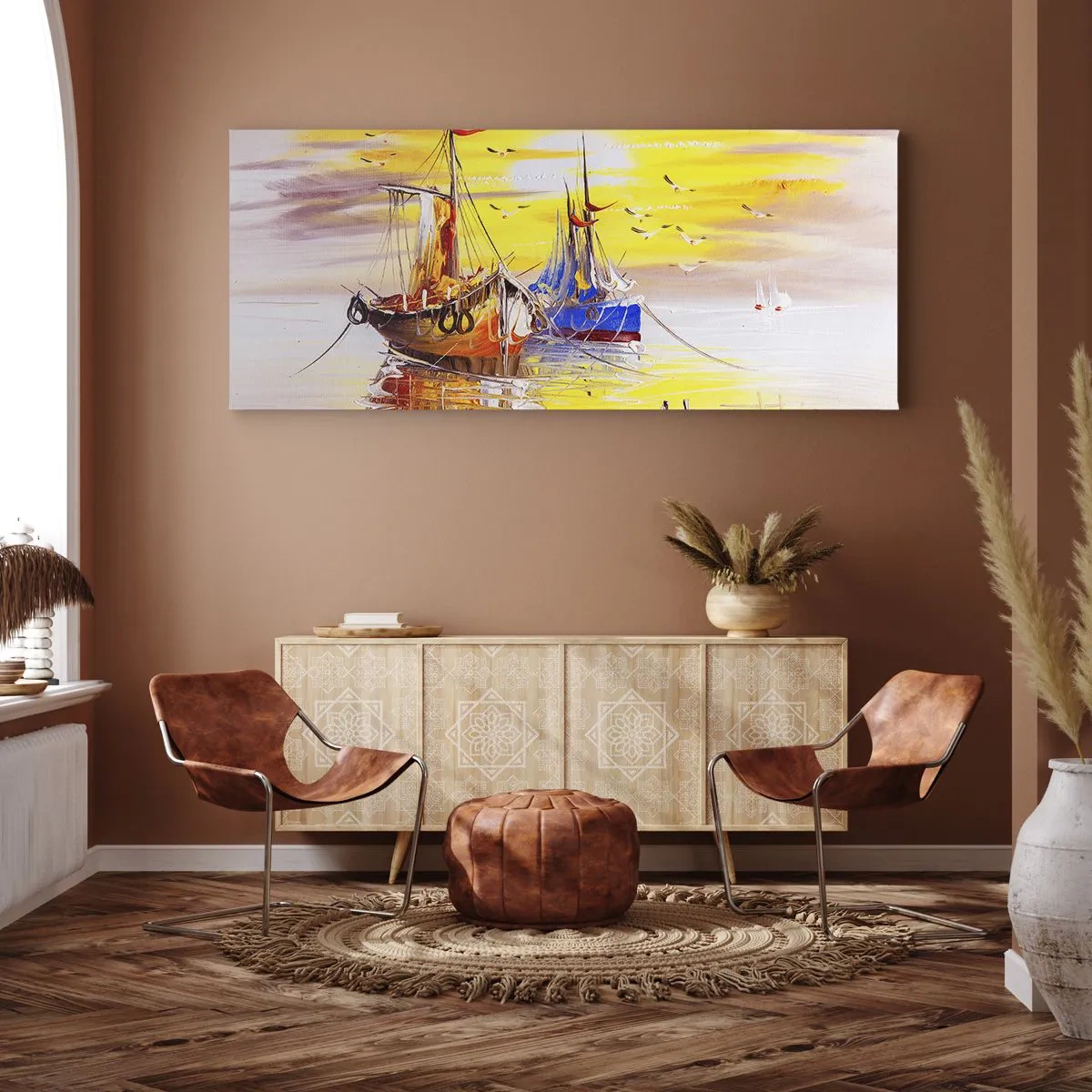 Quadro su tela - Stampe su Tela - Meritato riposo nel porto - 90x30 cm