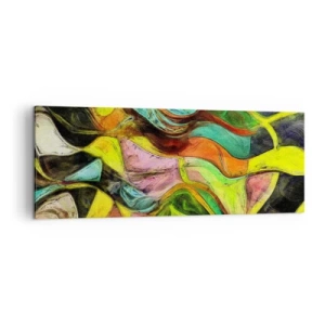 Quadro su tela - Stampe su Tela - Una composizione astratta con macchie colorate e linee dinamiche. - 140x50cm - Il movimento è vita - Decorazione murale moderna per soggiorno e camera da letto ARTTOR