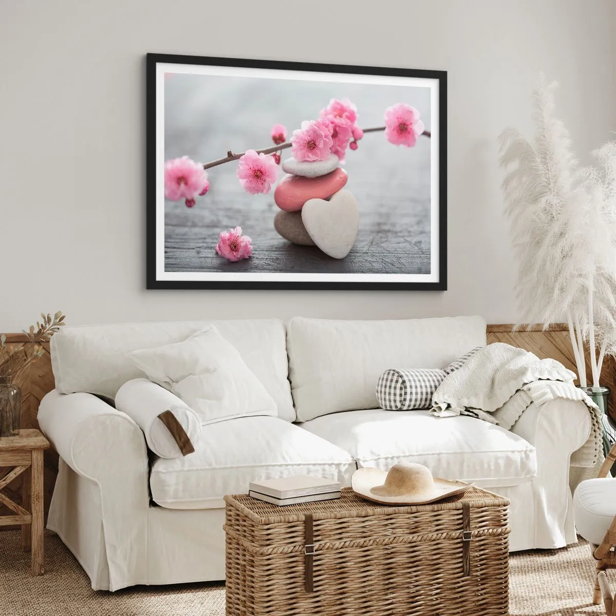 Poster in cornice nera - Serenità con fiori di ciliegio - 40x30 cm