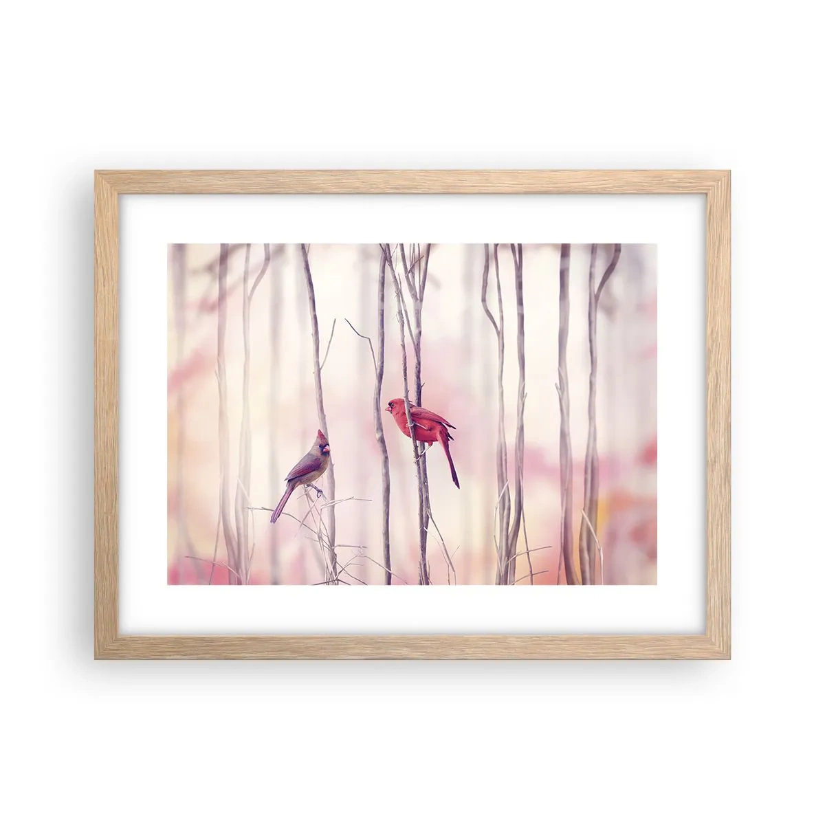 Poster in cornice rovere chiaro - Il racconto del bosco rosa - 40x30 cm
