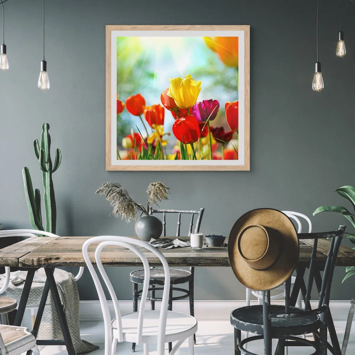 Poster in cornice rovere chiaro - Tutti i colori del sole - 40x40 cm