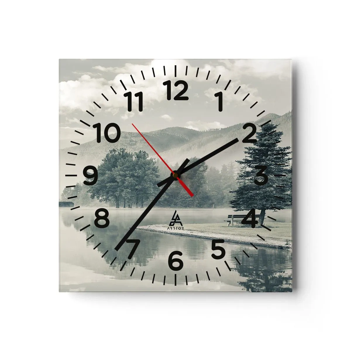Orologio da parete - Orologio in Vetro - Il lago dorme ancora - 30x30 cm