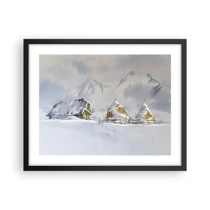 Poster in cornice nera - Nella valle innevata - 50x40 cm