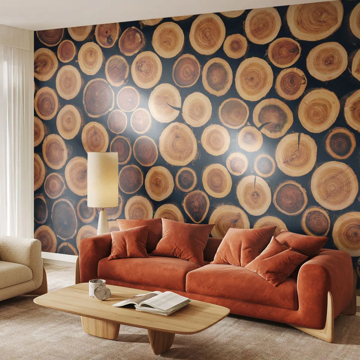Fotomurali Premium Sand - Quanti anni mi dai? - Tronco d'albero, foresta, Pezzo - 400x280 cm
