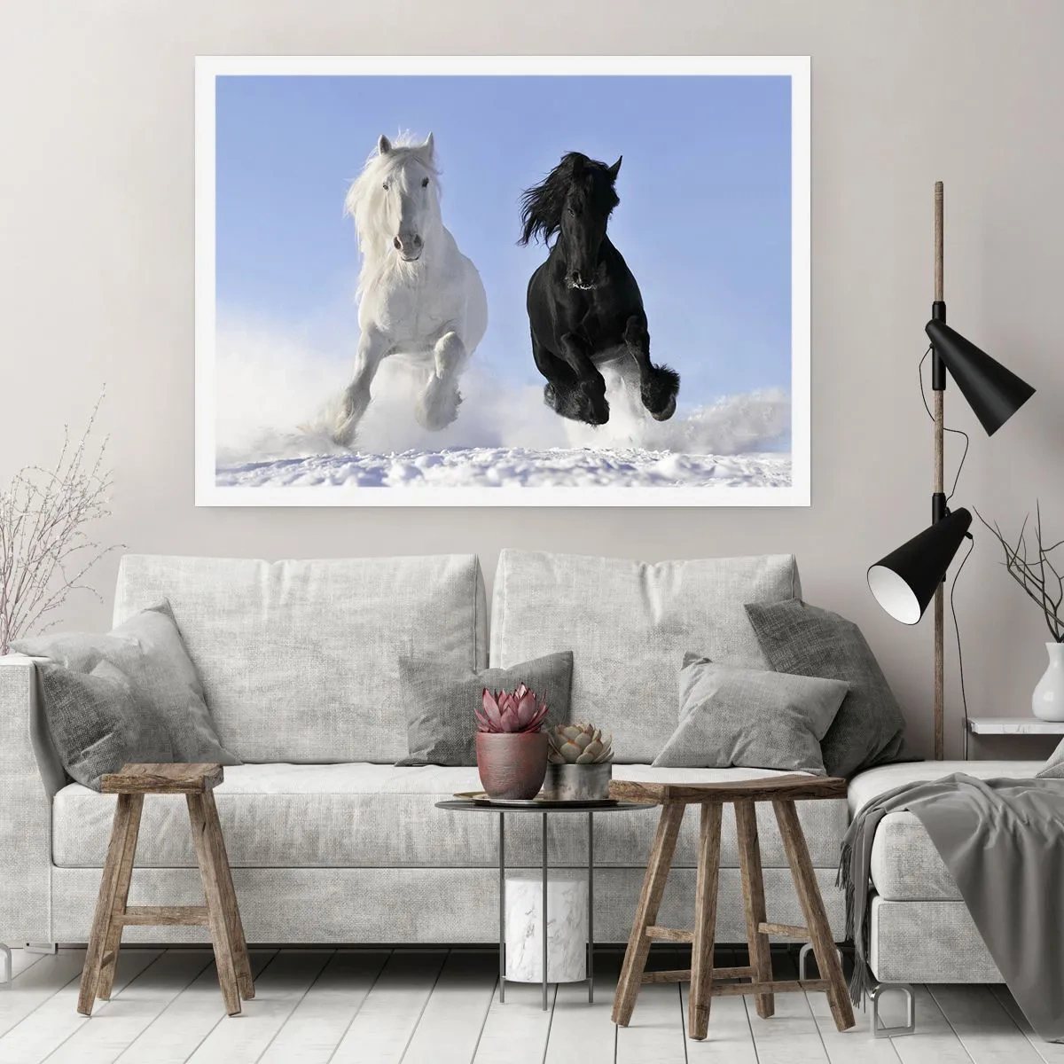 Poster - Galoppo in bianco e nero - 70x50 cm