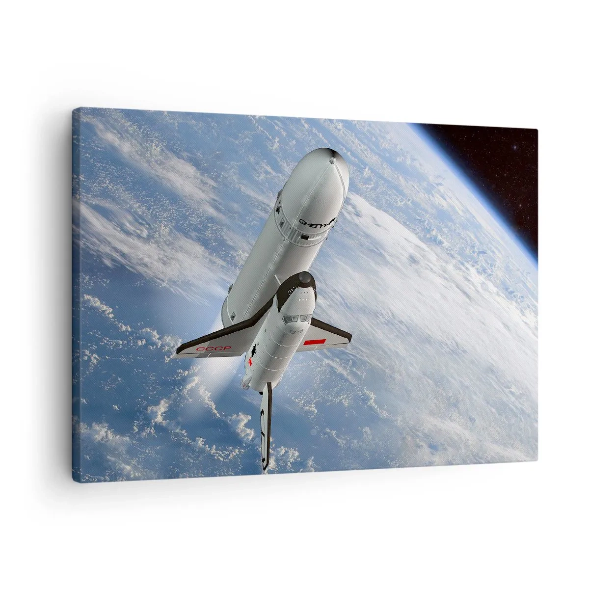 Quadro su tela - Stampe su Tela - Un razzo spaziale che si alza sullo sfondo della Terra - 70x50cm - Ascensione cosmica - Decorazione murale moderna per soggiorno e camera da letto ARTTOR