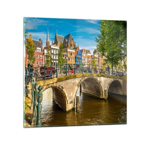 Quadro su vetro - La primavera sul canale - 30x30 cm