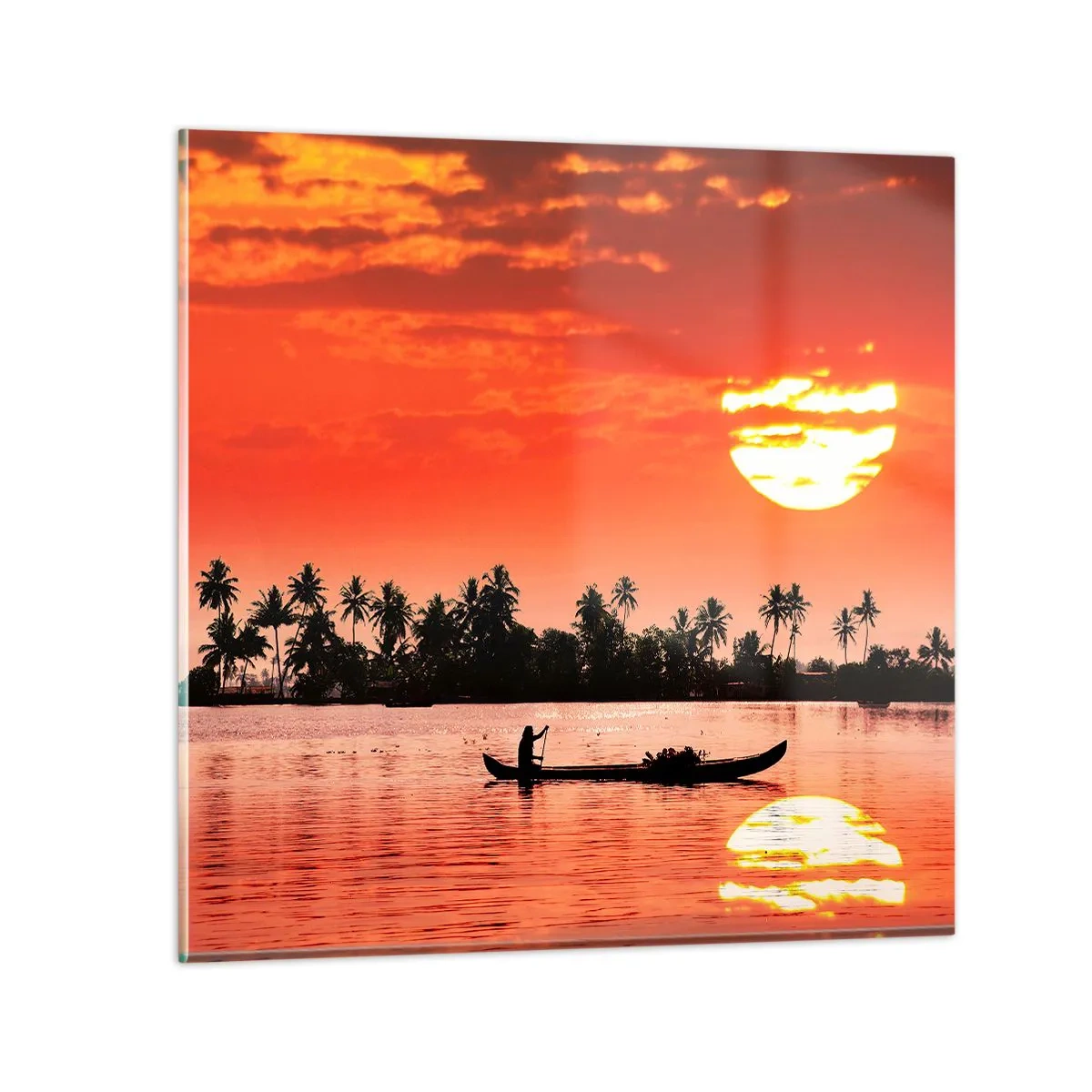 Quadro su vetro - La calma dei tropici al tramonto - 30x30 cm