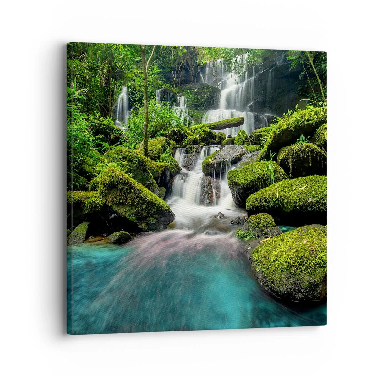 Quadro su tela - Stampe su Tela - Turchese, zaffiro e argento liquido - 30x30 cm