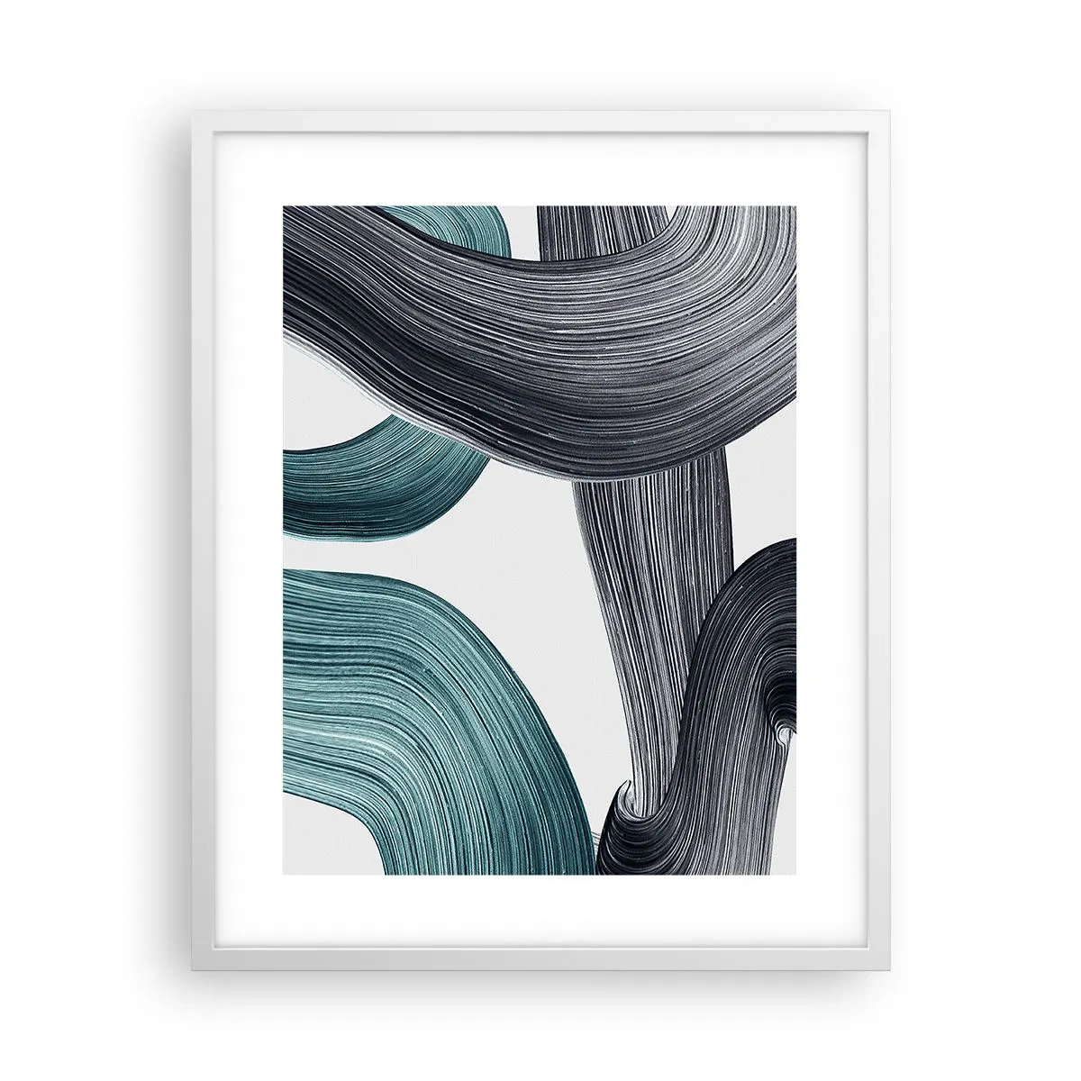 Poster in cornice bianca - Tracce smeraldo e nero - 40x50 cm