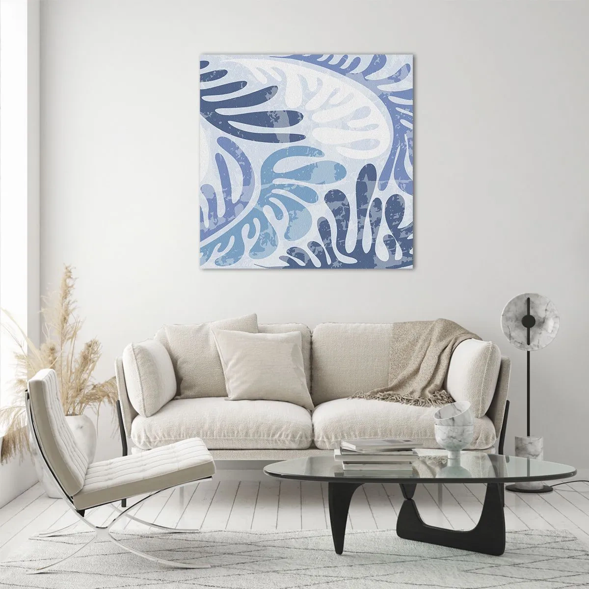 Quadro su vetro - Felci blu - 30x30 cm