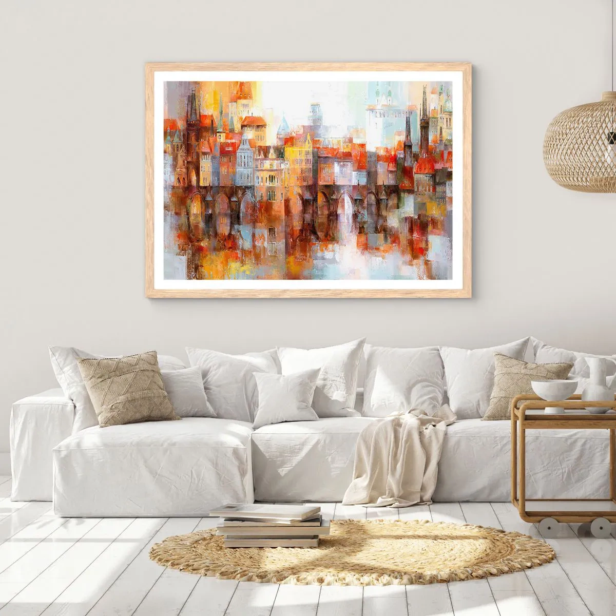 Poster in cornice rovere chiaro - Anche sotto il ponte è bello - 91x61 cm