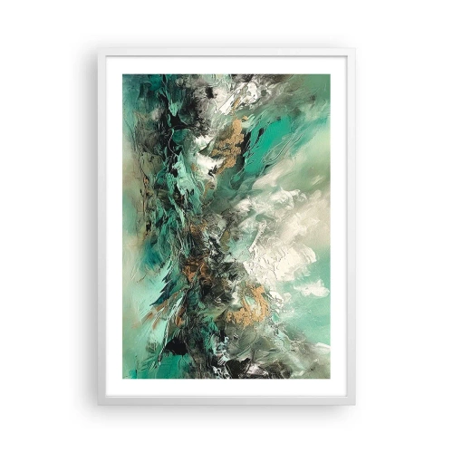 Poster in cornice bianca - Frangente nero e smeraldo - 50x70 cm