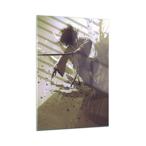 Quadro su vetro - Duello di samurai in una scena dinamica - 50x70cm - Anche tu puoi essere un samurai - Decorazione murale moderna per soggiorno e camera da letto ARTTOR