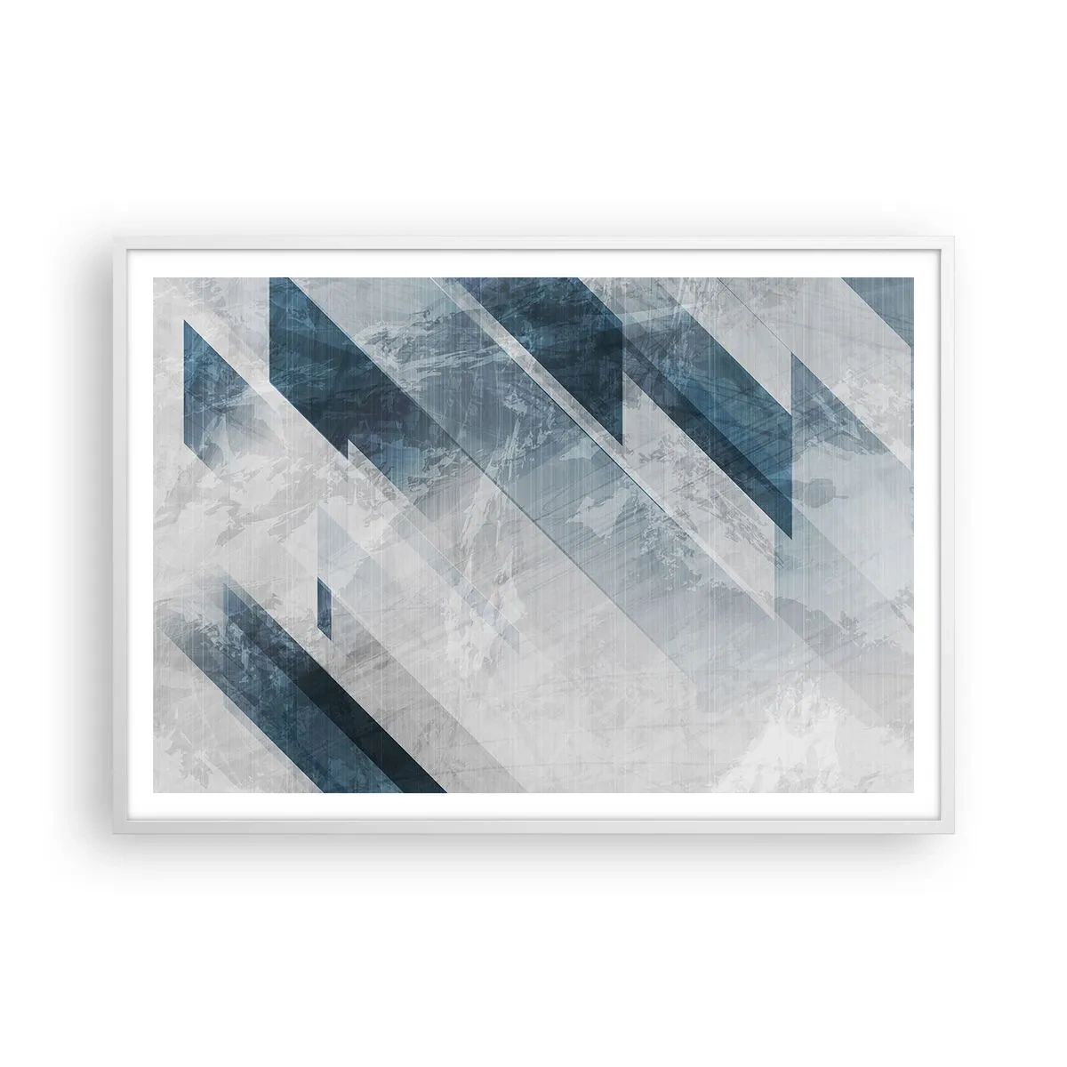Poster in cornice bianca - Composizione spaziale: movimento in grigio - 100x70 cm