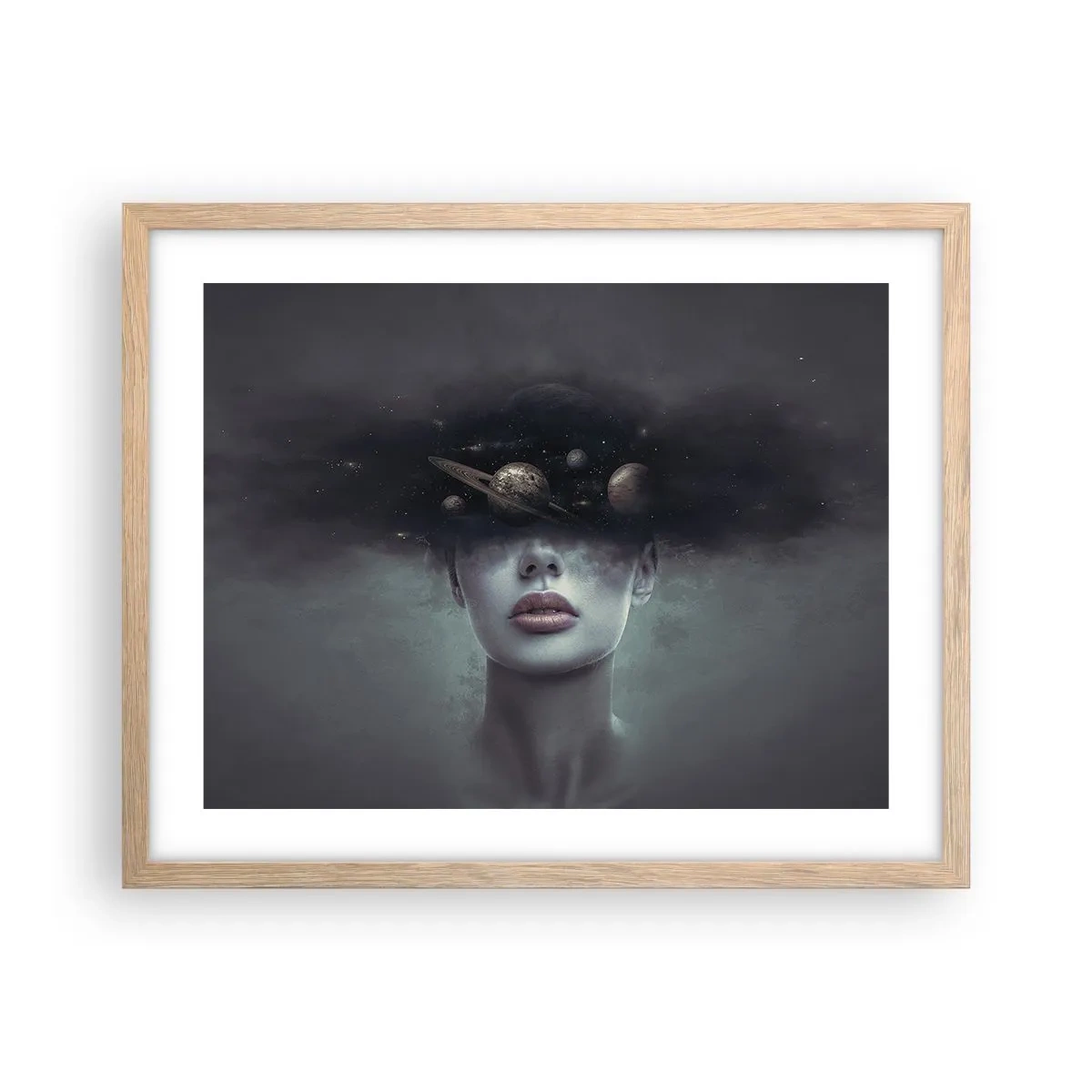 Poster in cornice rovere chiaro - E i pianeti folleggiano... - 50x40 cm