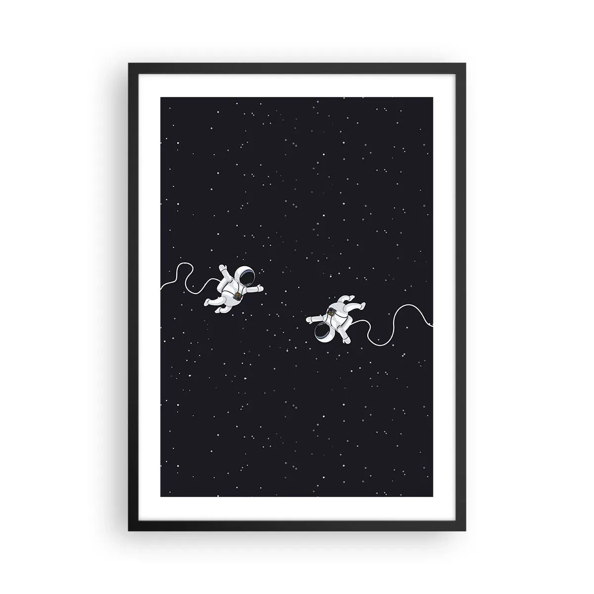 Poster in cornice nera - Due astronauti che fluttuano nello spazio - 50x70cm - Danza cosmica - Decorazione murale moderna per soggiorno e camera da letto ARTTOR