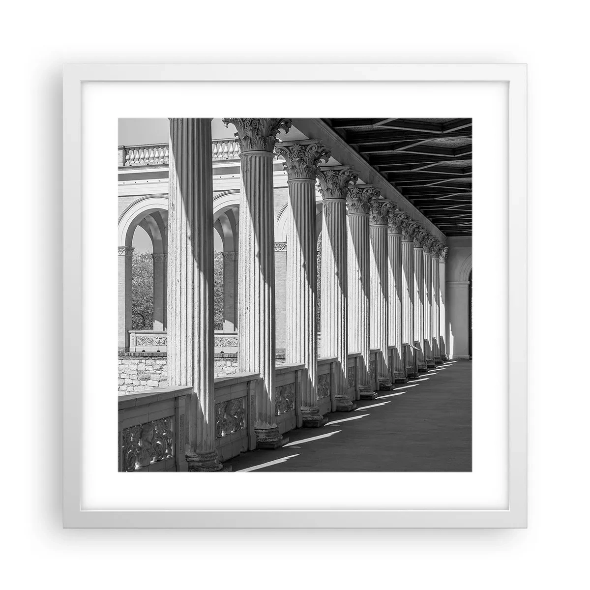 Poster in cornice bianca - Portico soleggiato - 40x40 cm