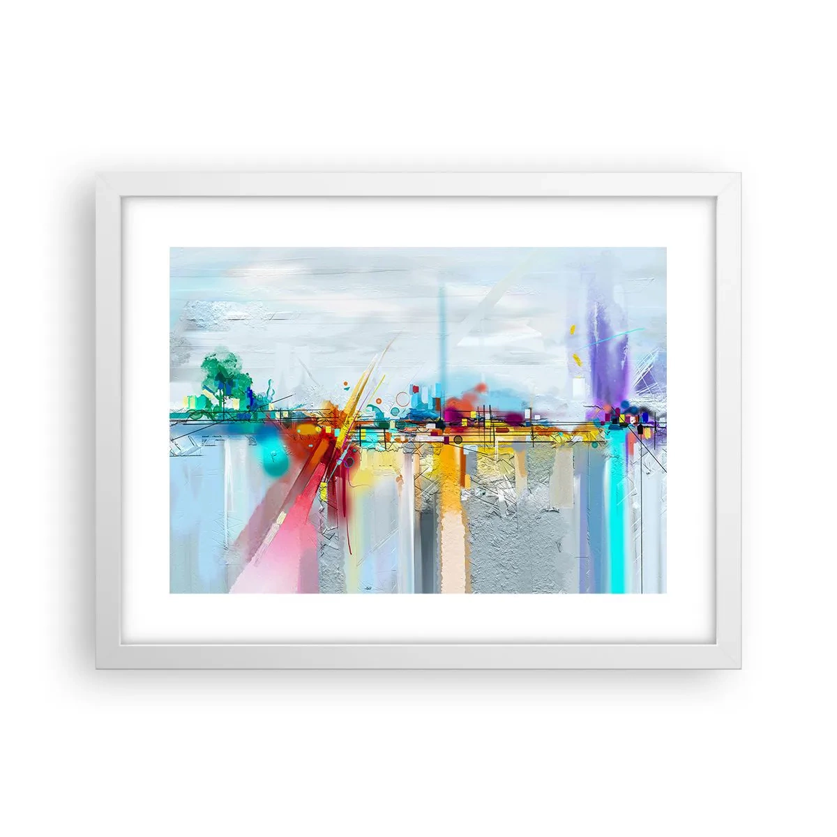 Poster in cornice bianca - Il ponte della gioia sul fiume della vita - 40x30 cm