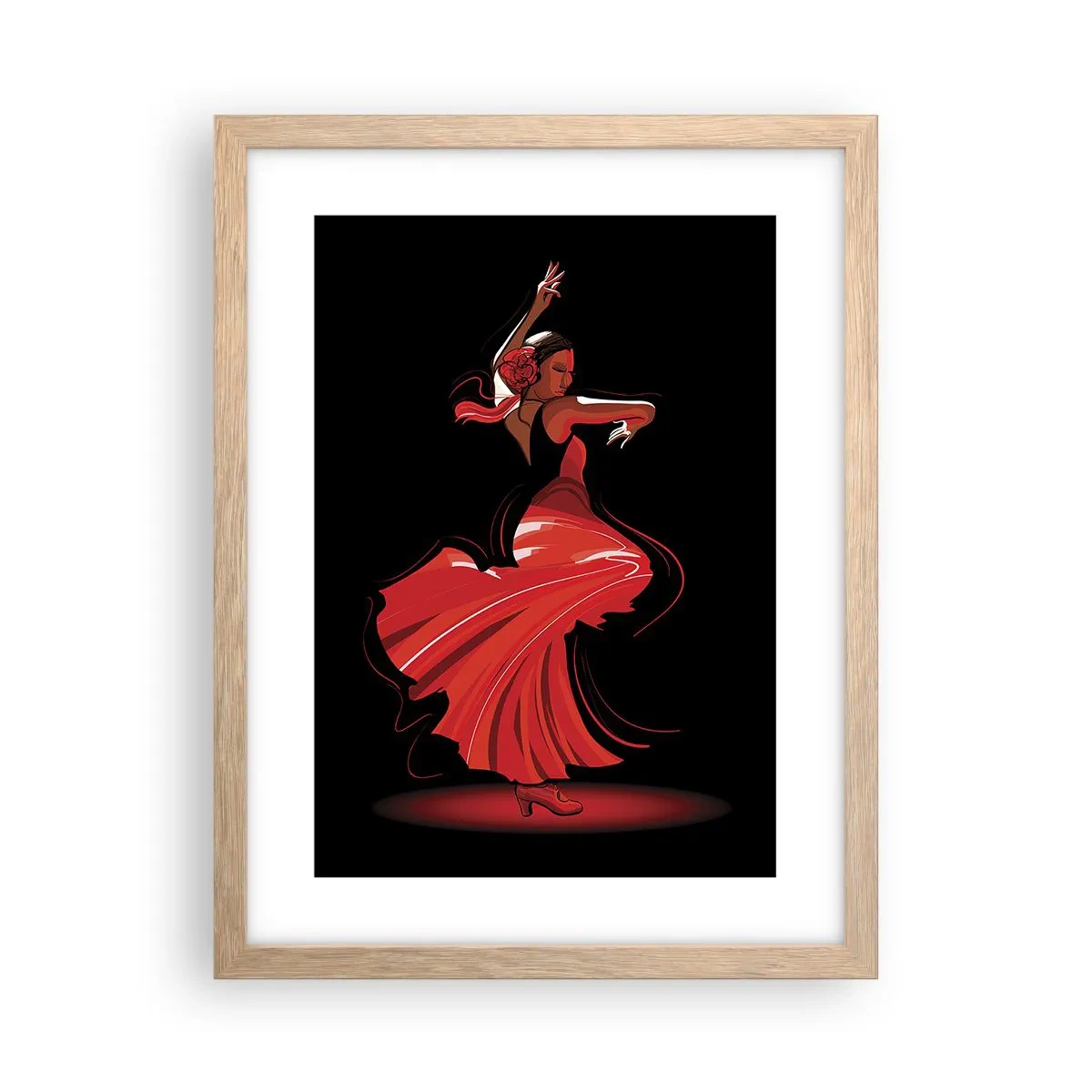 Poster in cornice rovere chiaro - Lo spirito focoso del flamenco - 30x40 cm