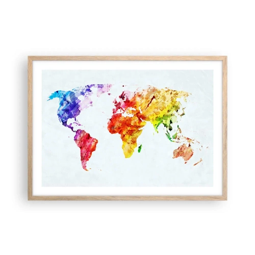 Poster in cornice rovere chiaro - Tutti i colori del mondo - 70x50 cm