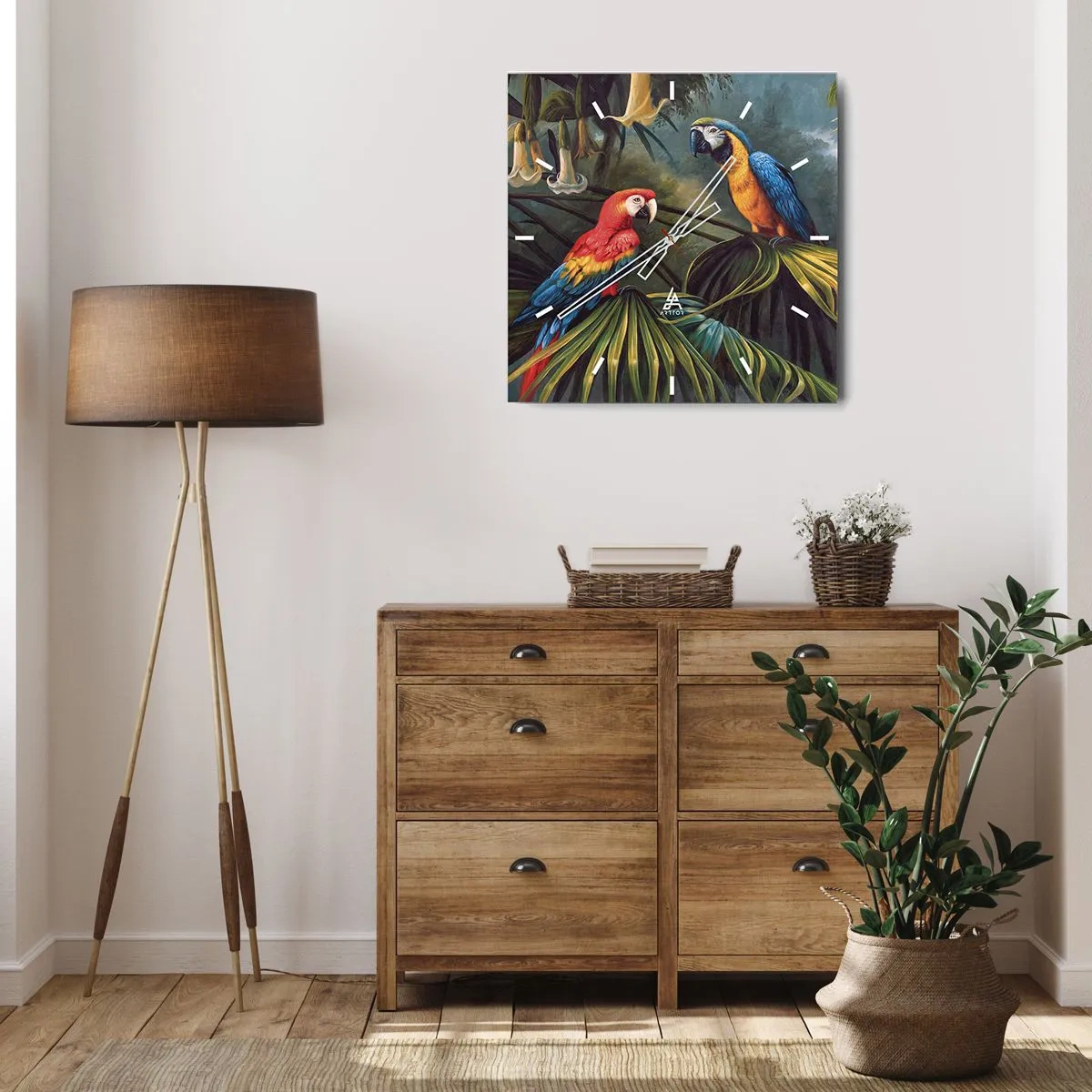 Orologio da parete - Orologio in Vetro - Romanticità ai tropici - 40x40 cm