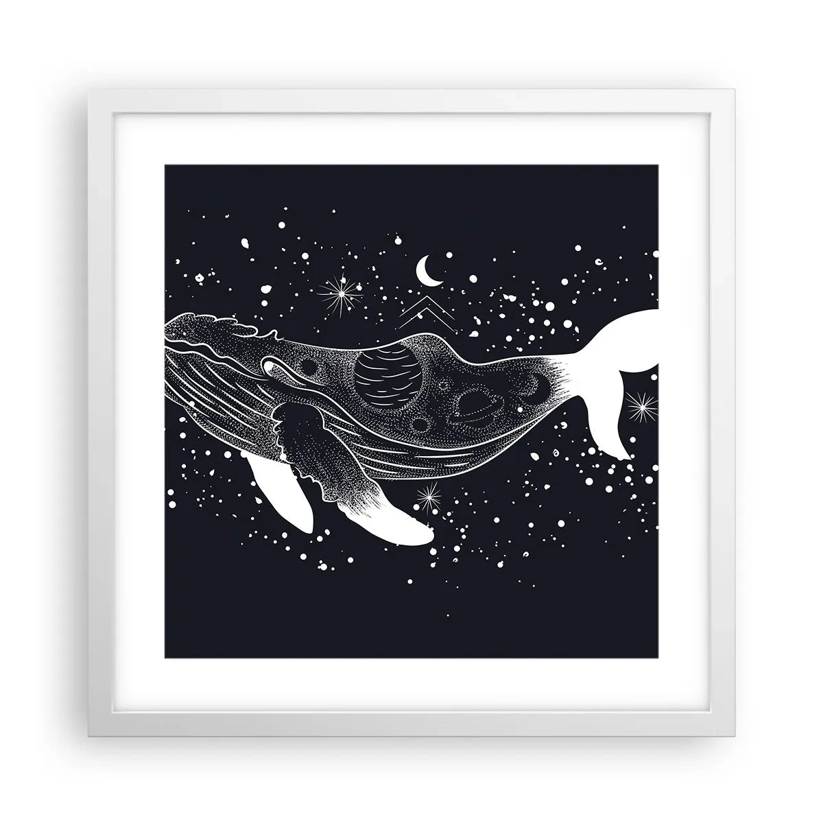 Poster in cornice bianca - Nell'oceano dell'universo - 40x40 cm
