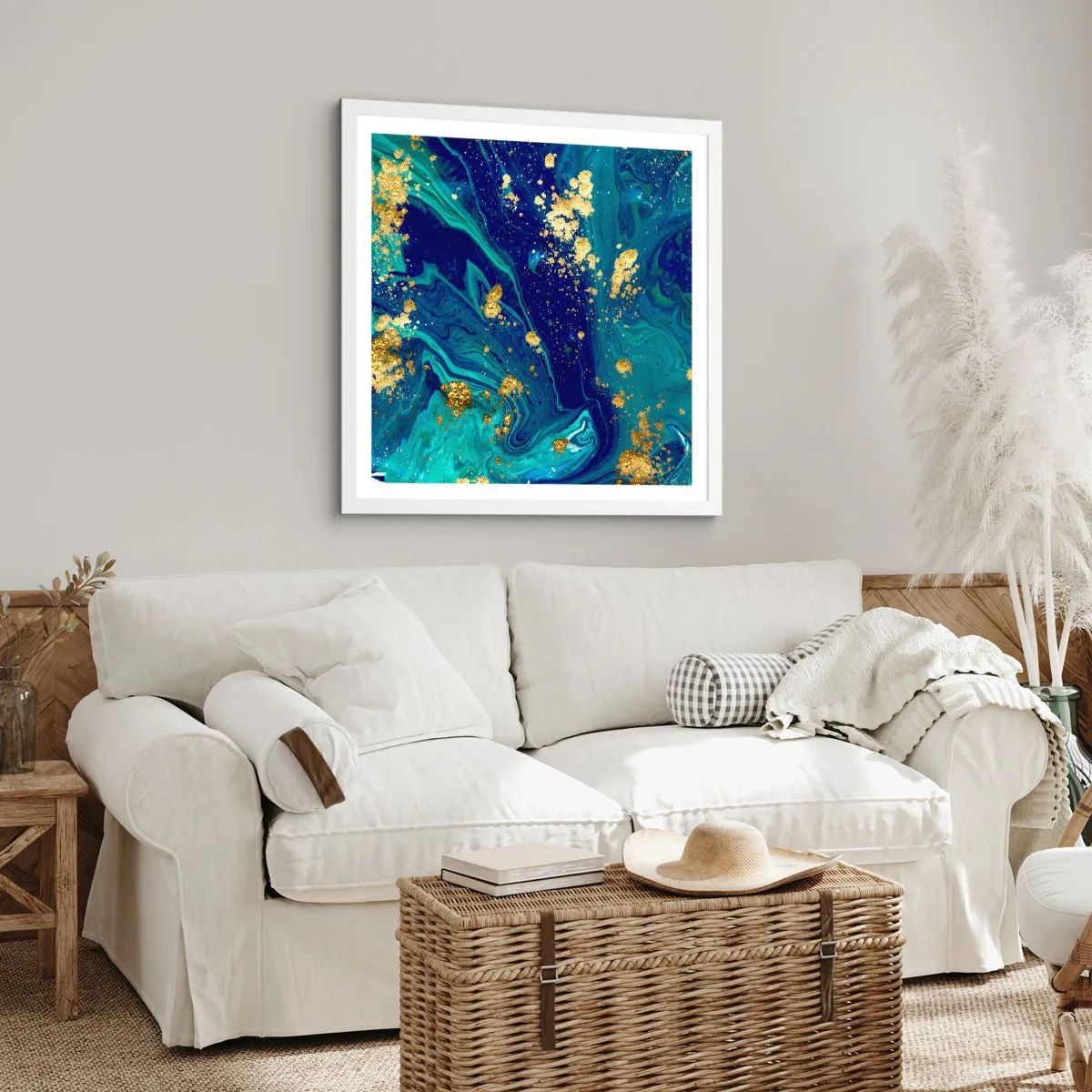 Poster in cornice bianca - Petali di sole - 60x60 cm