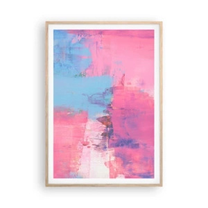 Poster in cornice rovere chiaro - Rosa, blu e un pizzico di luce - 70x100 cm