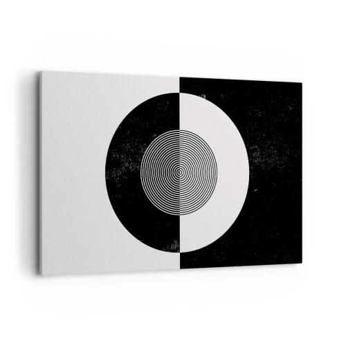 Quadro su tela - Stampe su Tela - Motivo grafico in bianco e nero a contrasto - 120x80cm - Armonia in bianco e nero - Decorazione murale moderna per soggiorno e camera da letto ARTTOR
