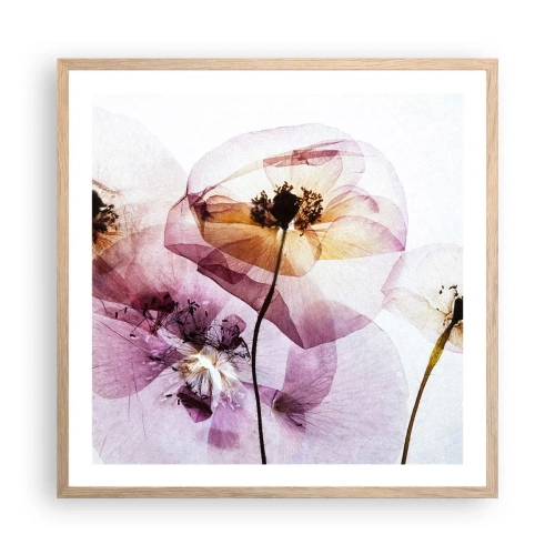 Poster in cornice rovere chiaro - Fiori trasparenti - 60x60 cm