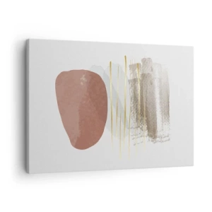 Quadro su tela - Stampe su Tela - Composizione astratta nei toni del beige e dell'oro - 70x50cm - Colonnato astratto - Decorazione murale moderna per soggiorno e camera da letto ARTTOR
