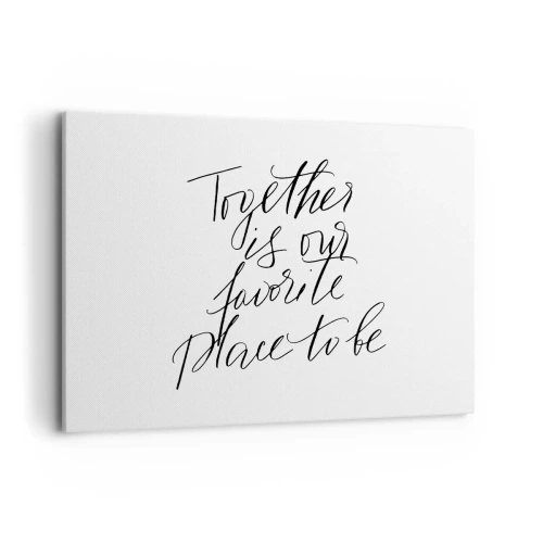 Quadro su tela - Stampe su Tela - Iscrizione tipografica in stile elegante su sfondo bianco - 100x70cm - Anche tu lo senti? - Decorazione murale moderna per soggiorno e camera da letto ARTTOR