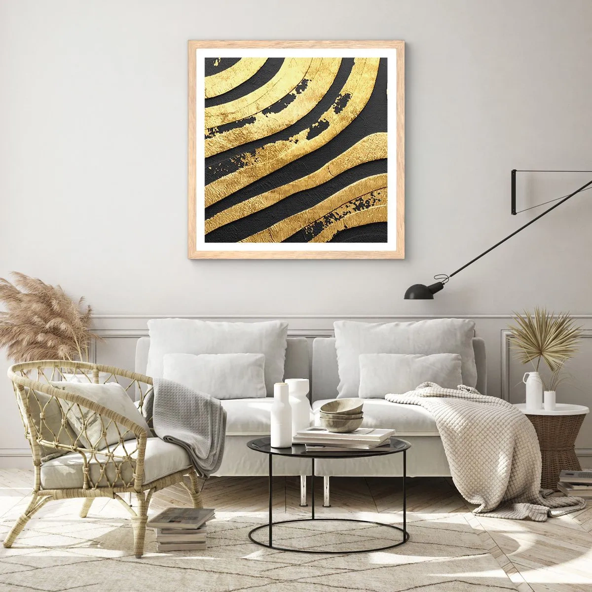 Poster in cornice rovere chiaro - Tutto scorre - 50x50 cm