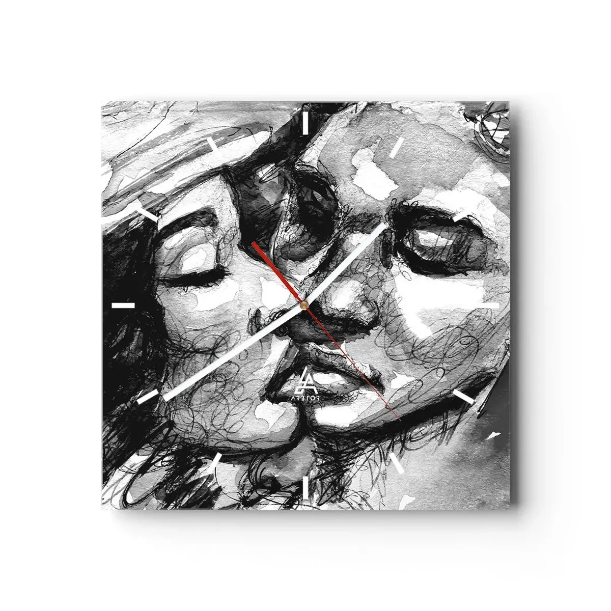 Orologio da parete - Orologio in Vetro - Un attimo di tenerezza - 40x40 cm