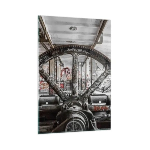 Quadro su vetro - Un vecchio meccanismo in un interno industriale abbandonato - 80x120cm - La vita segreta della fabbrica - Decorazione murale moderna per soggiorno e camera da letto ARTTOR